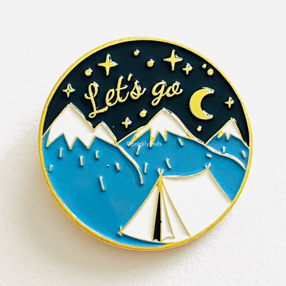 8/$40 Midnight Let’s Go Camp Mountain Enamel Pin